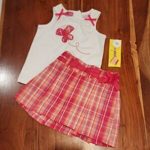 Girls' White and Pink Butterfly Matching Set